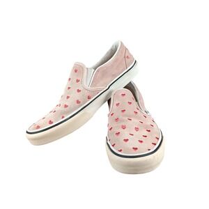 Vans Slip On Pink Heart Suede Casual‎ Shoes Mens 8.5 Womens 10